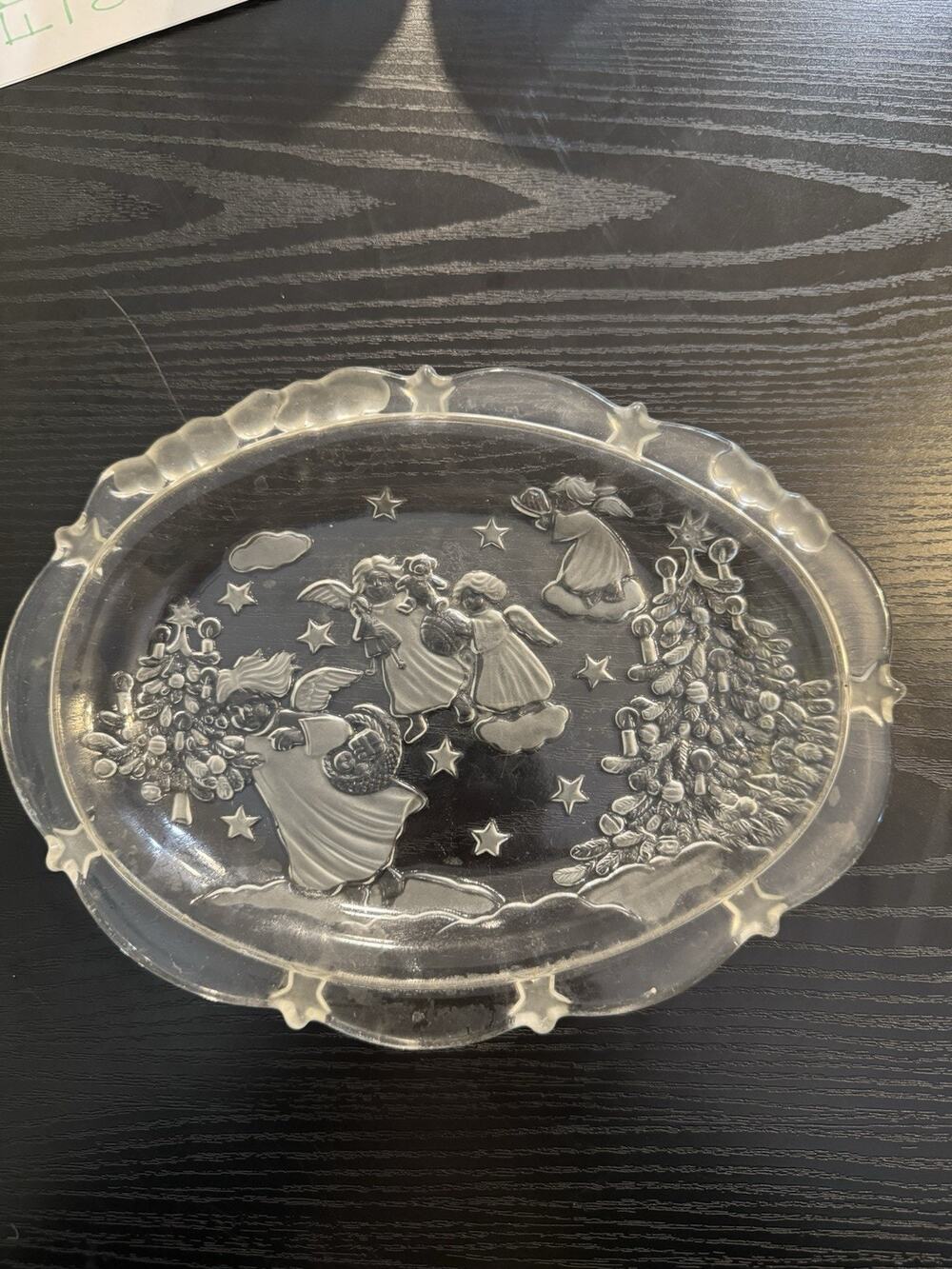 MIKASA Christmas Angels Germany Frosted Glass Christmas Small Platter